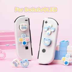 GeekShare Silicone Cross D-Pad Button Caps Set Joystick Cover - ABXY Key Buttons Sticker Compatible with Switch/OLED Game Console - Gaming Cat