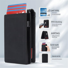 Wallet with Airtag Holder, Airtag Wallet RFID Blocking Wallet with Pop-up Card Box, Leather Wallet Quick Card Access for Men Boys Christmas Gifts Black (Airtag Not Included)