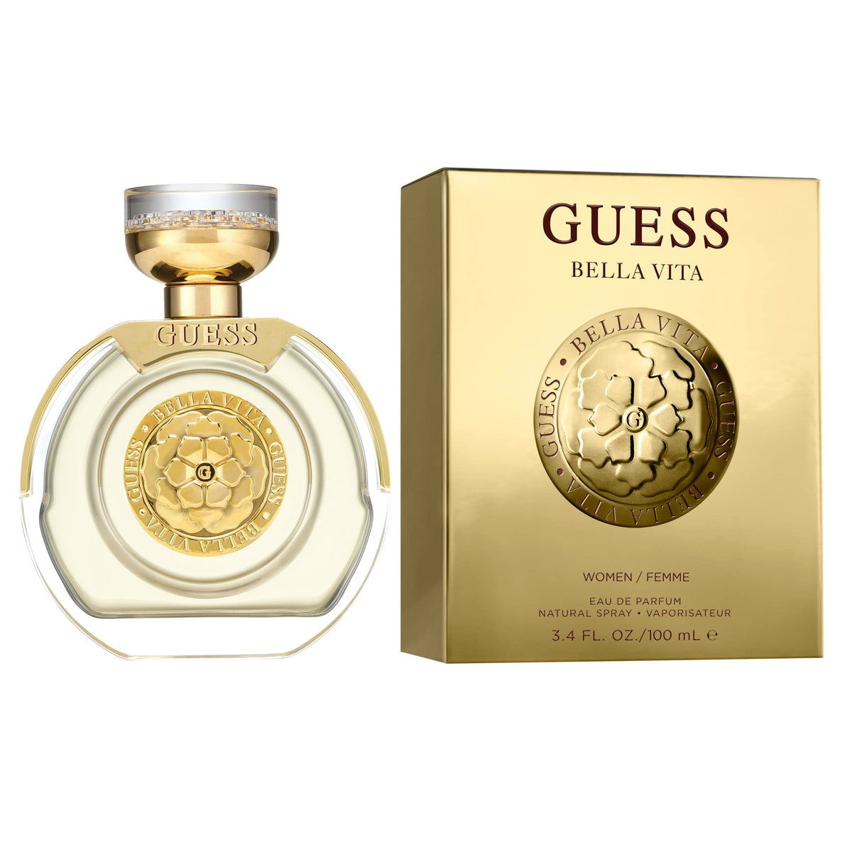 GUESS GUESS, Fragrance Bella Vita Eau De Parfum Edp Spray Perfume for Women, Gold, 3.4 Fl Oz