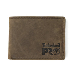 Timberland PRO mens Leather RFID Wallet With Removable Flip Pocket Card Carrier Wallet - Dark Brown/Pullman