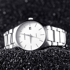 CURREN Herren-Armbanduhren, klassisch, schwarz/silber, Stahlband, Quarz, Analog-Armbanduhr mit Datum fr Mann - multi