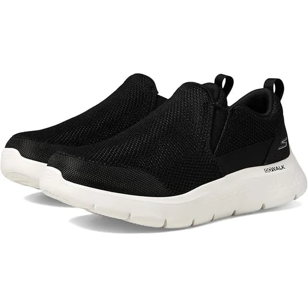 Skechers MEN GO WALK FLEX Shoes BLACK WHITE, 43 EU