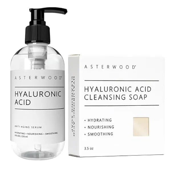 Asterwood Hyaluronic Acid Serum 8 oz + Hyaluronic Acid Cleansing Soap 3.5 oz