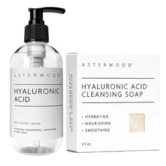 Asterwood Hyaluronic Acid Serum 8 oz + Hyaluronic Acid Cleansing Soap 3.5 oz