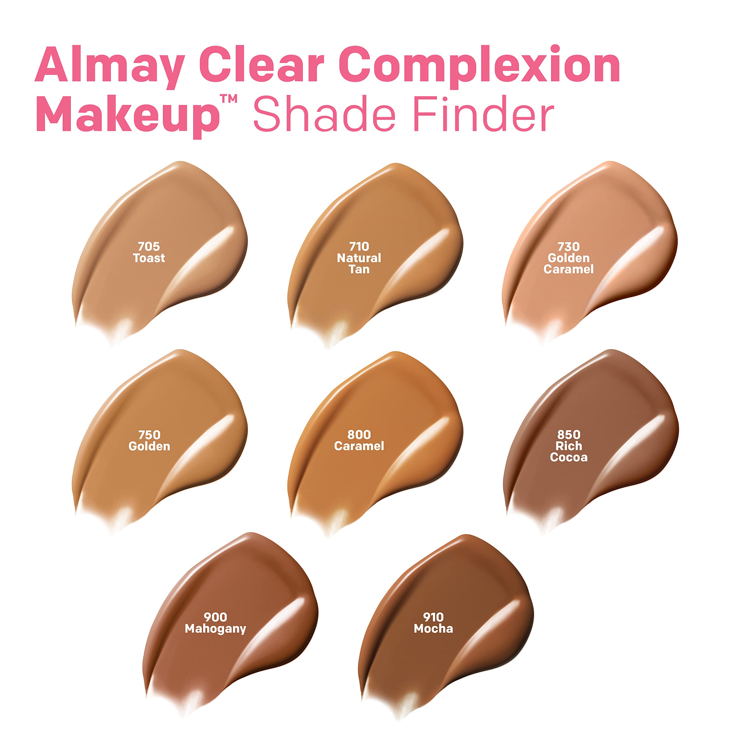 Almay Clear Complexion Acne Foundation Makeup with Salicylic Acid - Lightweight, Medium Coverage, Hypoallergenic, Fragrance-Free, for Sensitive Skin, 730 Golden Caramel, 1 fl oz.