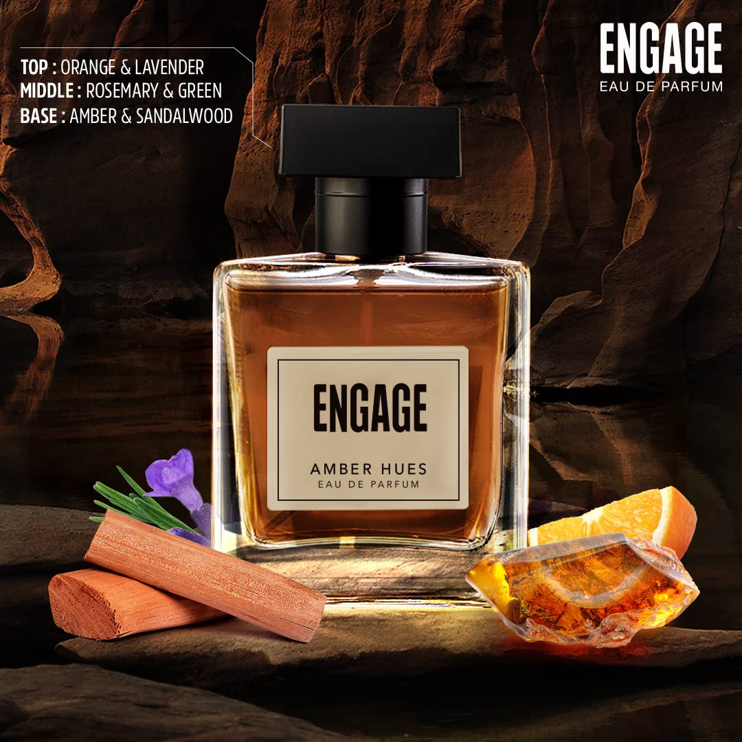 Engage Amber Hues Perfume For Men, Long Lasting, Ambery And Fruity, Ideal For Special Occasions, For Men, Tester Free, 100Ml