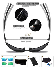 Sunglasses Mens Womens Polarised Sunglasses UV Protection Sunglasses metal frame Ultra Light for Driving Travel Fishing Running Outdoor Eyewear Sun glasses