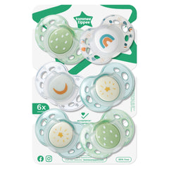 Tommee Tippee Night Time Soothers, Symmetrical Orthodontic Design, BPA-Free Silicone Baglet, 18-36m, Pack of 6 Dummies