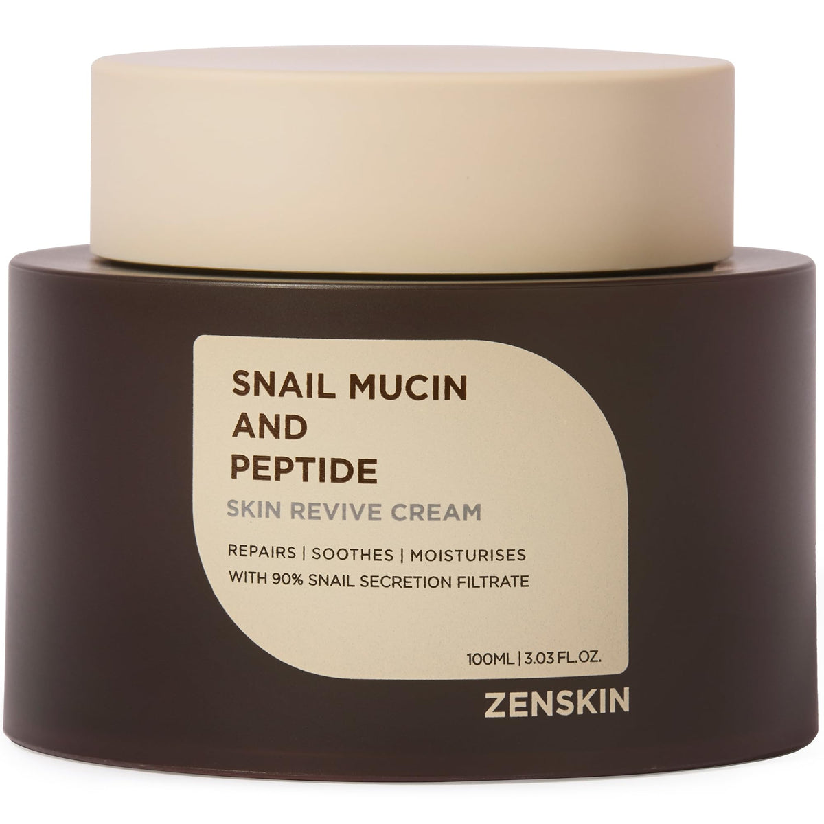 ZENSKIN Snail Mucin and Peptide Skin Revive Cream | Deep Hydration, Anti-Aging Firming Moisturizer with 90% Snail Mucin & 5 Peptides for Smooth, Youthful, Radiant Skin, 100ml