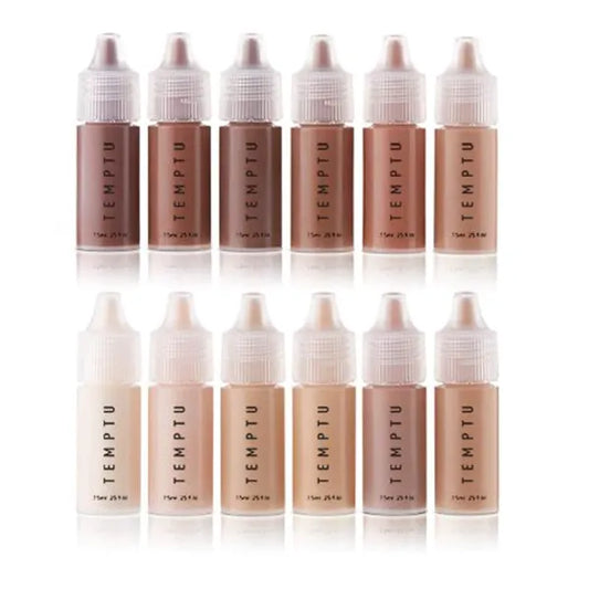 TEMPTU S/B Airbrush Foundation Starter Set – 12 Silicone-Based Shades, Long-Wear, Buildable Coverage & Dewy Finish 0.25 Fl Oz