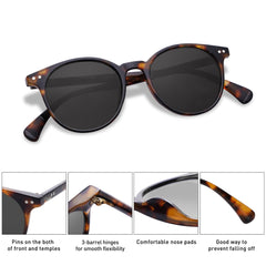 SOJOS Small Round Classic Polarized Sunglasses for Women Men Vintage Style UV400 Lens MAY SJ2113