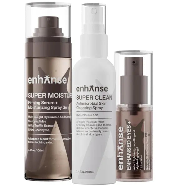 ENHANSE The Revive Routine, Super Moisture & Super Clean Face Mist Hypochlorous Acid Spray & Under Eye Gel for Men