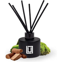 Lulu Candles Reed Diffuser Set After Dark Mahogany Teak 6 Reed Sticks Scent Diffuser for Bedroom Bathroom Living Room & Office (4.2 FL Oz.)