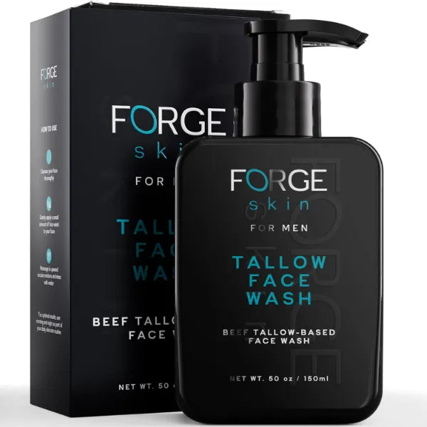 FORGE SKIN Beef Tallow Face Wash for Men - Nourishing Hydrating Facial Cleanser, Gentle Cleansing Moisturizer for Hydration, Exfoliating Facial Skincare for Clean Skin (5 OZ)