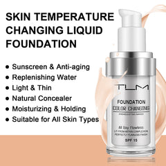 TLM Concealer Cover - Flawless Colour Changing Foundation, Warm Skin Tone (30ml, 3 Pack)