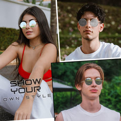 KANASTAL Hippie Round Polarized Sunglasses for Women Men, Small Circle Sun Glasses Classic Vintage Retro Shades Metal Frame UV400 Protection