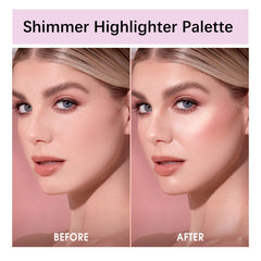 Highlighter Makeup Palette - 4 Colours Baked Powder Highlighting Powder Bronzer Palette - Long Lasting Illuminator Lighten Skin Face Contour Blending Shimmer Blush Powder (02)