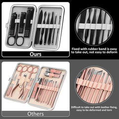 GraGra Manicure Set, Professional Manicure Pedicure Kit,10 in 1 Nail Clipper Set Kit Grooming Kit, Professional Mens Grooming Kits, Nail Care Tools with Luxurious Travel Leather Case