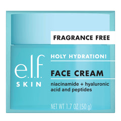 e.l.f. Holy Hydration! Face Cream - Fragrance Free, Smooth, Non-Greasy, Lightweight, Nourishing, Moisturizes, Softens, Absorbs Quickly, Suitable For All Skin Types, 1.76 Oz