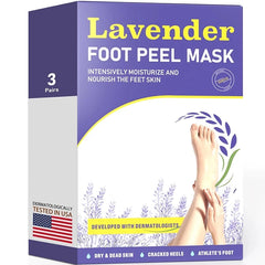 OUKEYA Foot Peeling Mask 3 Pairs: Peeling Foot Mask Dermatologically Tested, Heels & Dry Dead Skin for Soft Feet, Foot Peel Mask (new Lavender)