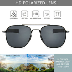 SUNGAIT Men's Military Style Polarized Pilot Aviator Sunglasses Bayonet Temples