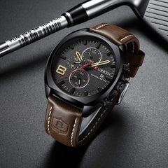 CURREN Quartz Watches for Men's Original Brand Multi-function Calendar style Waterproof Boys Leather Wrist Watch 8324 - Brown black