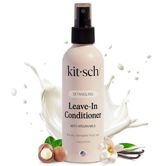 Kitsch Argan Milk Leave In Conditioner Spray – Hair Detangler Spray for Curly, Wavy, Fine, Dry & Damaged Hair - Silicone-Free | Ideal Gifts for Women - 6.3oz