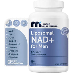 Micro Ingredients Liposomal NAD+ for Men, 180 Capsules | 12-in-1 NAD Resveratrol Supplement | Cellular Energy & Healthy Aging* | NMN Supplement Alternative | Non-GMO, Gluten Free