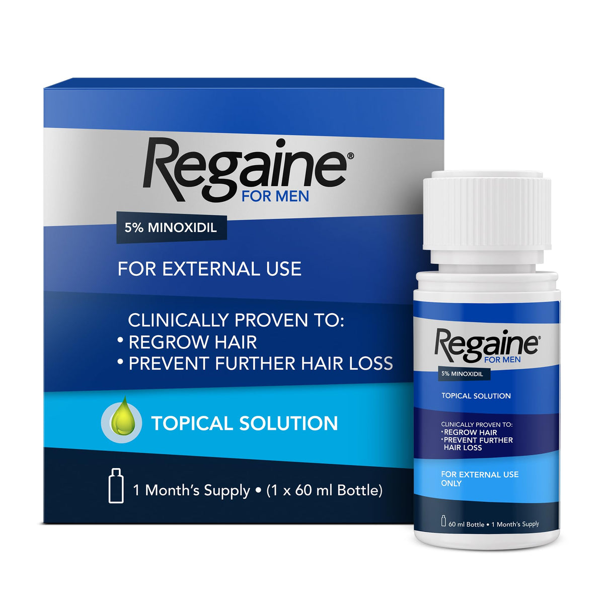 Regaine 5% Minoxidil Top Solution for Men, Clinically Proven to Stimulate Hair Growth, 60ml