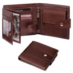 Genuine Leather Wallets for Men, Leather Multi-Functional RFID Blocking Wallet with 17 Credit Card Slots, Multi Card Holder Slim Mens Wallet with Zipper Coin Purse, Bifold Wallet，Unisex Tri fold Multi