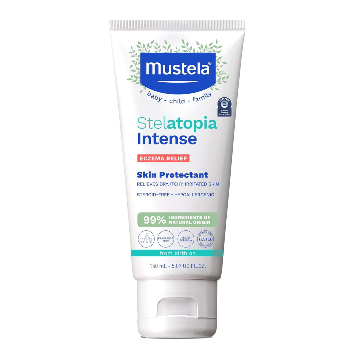 Mustela Eczema Relief Cream Stelatopia Intense - Fragrance-Free Moisturizing Body Lotion with Colloidal Oatmeal - For dry, itchy, irritated skin & flare-ups - Baby, Child & Adult - 150ML