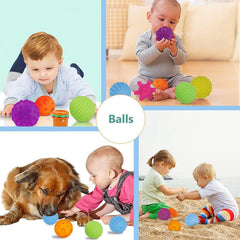 Paporich Baby Textured Multi Ball Set, Sensory Balls for Kids Toddlers 1-3, Extured Hand Catching Balls, 18 Months Baby Learning Grasping Soft Sensory Toys for Kids Gift (Set of 6)