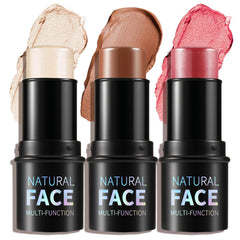Apooliy Cream Contour Sticks,Shades with Highlighter & Bronzer & Blush,Non-greasy and Waterproof Contouring Pen