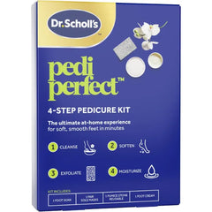 Dr. Scholl’s Pedi Perfect 4 in 1 Pedicure Kit The Ultimate At Home Spa Pedicure Experience, Foot Soak, Exfoliating Mask, Moisturizing Cream, Pumice Stone Callus Remover, Soft Smooth Feet in Minutes
