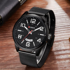 Curren 8236 Metal Strap Round Analog With Date Display Black, White Watch for Men