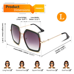 FEISEDY Women Large Hexagon Inspired Sunglasses Fashion Irregular Design Style Geometric B2503