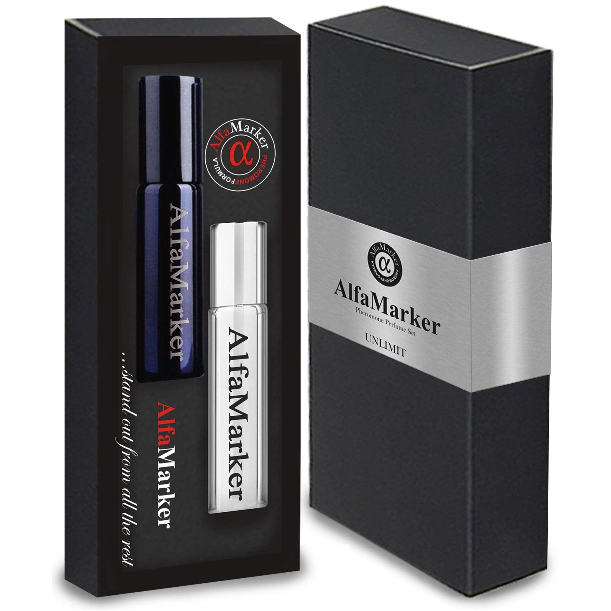 ALFAMARKER Unlimit - Pheromone Cologne for Men - Men`s Pheromone Oil Perfume Set 2x5 ml - Feromonas para Hombres Concentradas - Great Holiday Gift