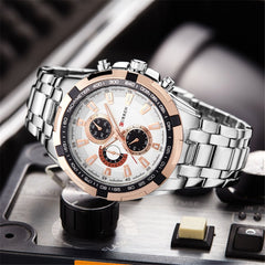 CURREN Watches Men,Sports Waterproof Stainless Steel Quartz Wrist Watch for Men and Boys, 6, Quartz Movement - Silver