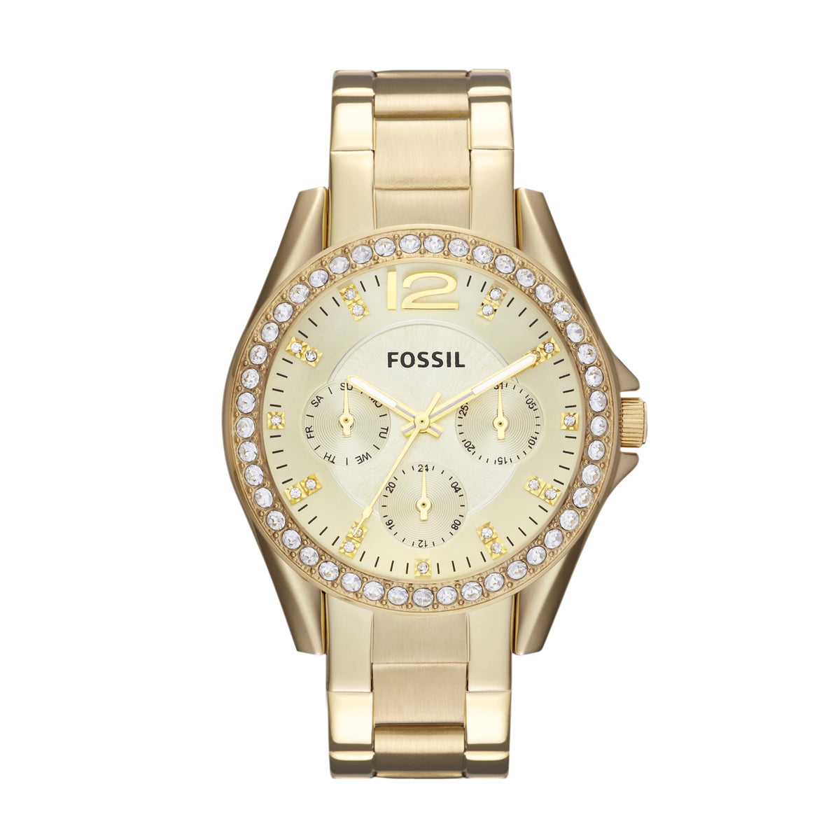 Fossil Women's Riley Stainless Steel Crystal-Accented Multifunction Quartz Watch, Riley Multifunction - ES2811