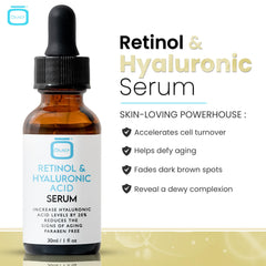 OMIC Retinol Serum for Face with Hyaluronic Acid | 1 ml / 1 fl oz | Brightening Serum for Fine Lines, and Wrinkles | Dark Spots Corrector for Face & Body | Anti Aging Facial Serum | Made in USA