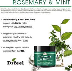 Difeel Rosemary and Mint Strengthening Hair Mask with Biotin 355ml - Strengthening Hair Mask, Rosemary Hair Treatment