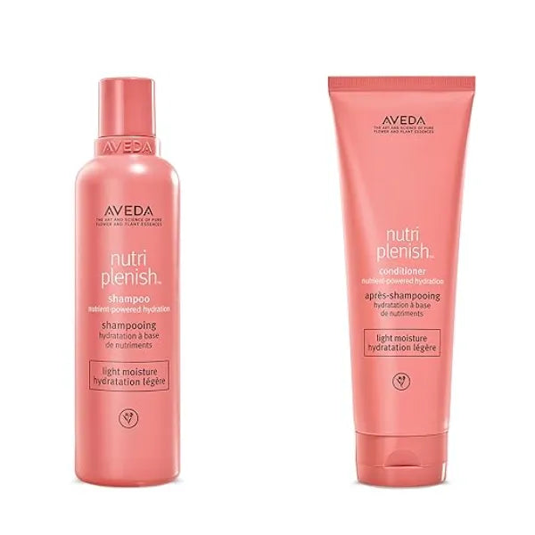 Aveda Nutriplenish Light Moisture Shampoo & Conditioner Duo for Normal to Dry Hair Organic Pomegranate Oil, Coconut Oil, Mango Butter 8.5 Fl Oz