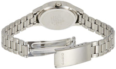 Casio Womens Quartz Watch, Analog Display and Leather Strap Silver White