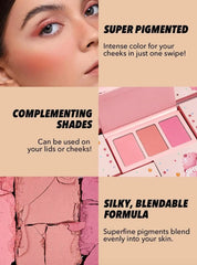 SHEGLAM SWEET CHEEKS BLUSH TRIO- 3 COLOR POWDER BLUSH PALLETTE LONG LASTING HIGH PIGMENTED PORELESS MATTE CHEEKS ALL-DAY BLUSHER - ENAMORED