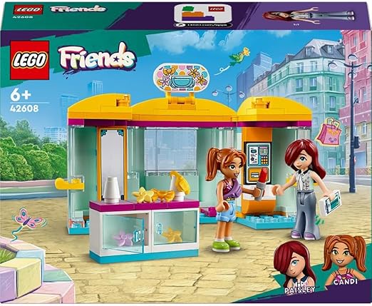 LEGO Friends Tiny Accessories Shop, Building Toy for 6 Plus Year Old Girls, Boys & Kids, Mini-Dolls Playset with Characters Paisley and Candi, Small Birthday Gift Idea 42608