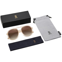 SOJOS Retro Vintage Polarized Sunglasses Double Bridge Brow Bar Square Aviators SJ2174