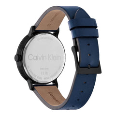 CALVIN KLEIN MEN'S BLUE DIAL BLUE LEATHER STRAP WATCH - 25200436
