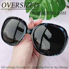 Joopin Polarized Sunglasses for Women, Ladies Big Frame Polarized Eyewear UV400 Protection Driving Fishing - Blue Dot/Black