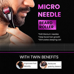 NIKITA.VIVI 0.5mm Microneedle Roller System For Hair & Beard Growth with 540 Titanium Needles, Derma Microneedling Roller for Hair Beard Eyelash & Eyebrow Growth, Repairs Damaged Hairs Follicles