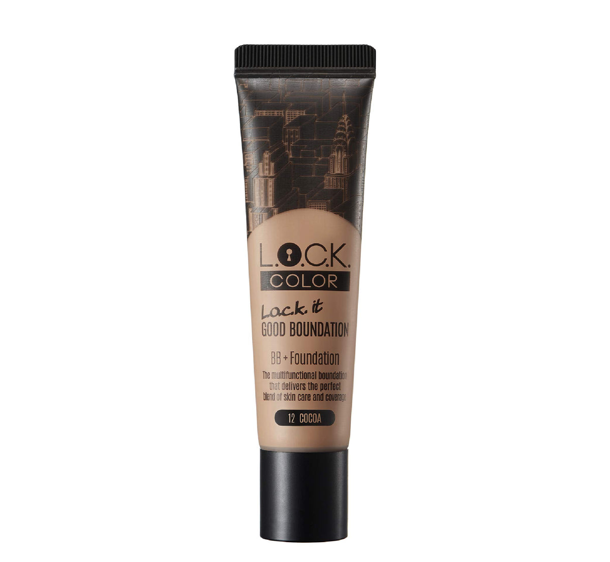L.O.C.K. Color L.o.c.k. it Good Boundation 12 Cocoa, B.B Cream Foundation, Medium Coverage, Net. 1.05 fl.oz. / 30g BB cream for Dark skin tone